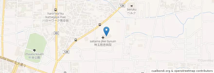 Mapa de ubicacion de 熊谷総合病院 en ژاپن, 埼玉県, 熊谷市.