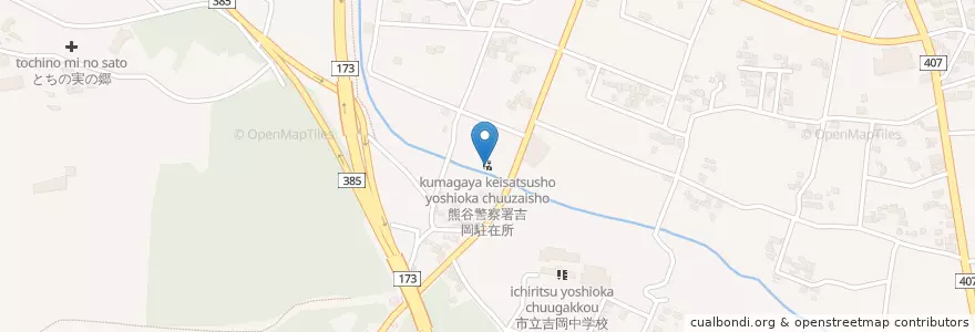 Mapa de ubicacion de 熊谷警察署吉岡駐在所 en اليابان, 埼玉県, 熊谷市.