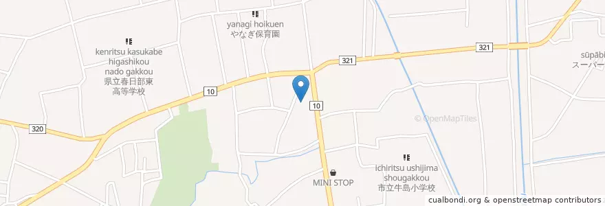 Mapa de ubicacion de 牛島幼稚園 en 일본, 사이타마현, 春日部市.