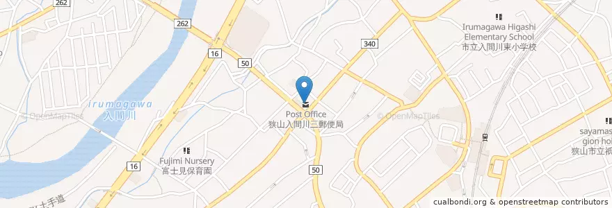 Mapa de ubicacion de 狭山入間川三郵便局 en 日本, 埼玉県, 狭山市.