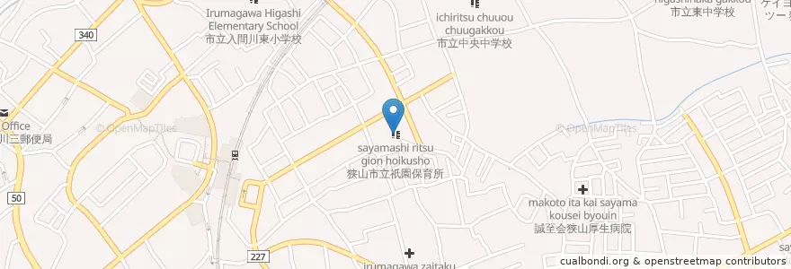 Mapa de ubicacion de 狭山市立祇園保育所 en Japon, Préfecture De Saitama, 狭山市.