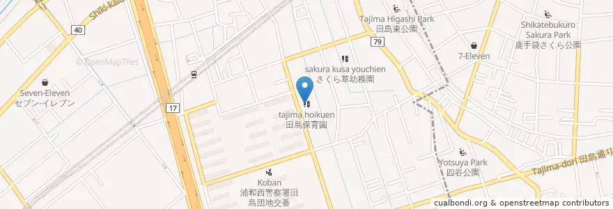 Mapa de ubicacion de 田島保育園 en Jepun, 埼玉県, さいたま市, 桜区.