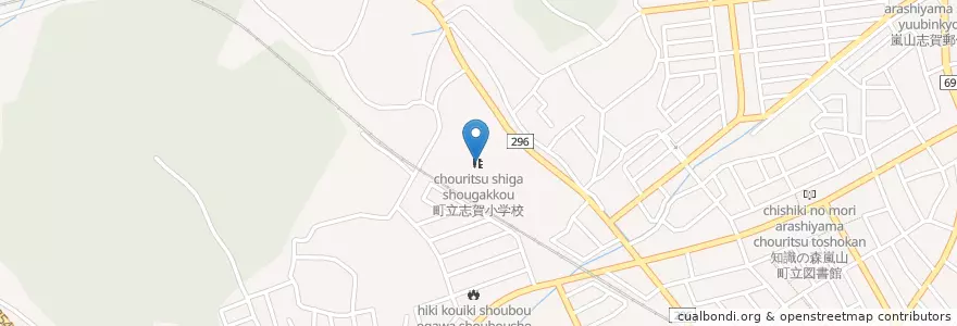 Mapa de ubicacion de 町立志賀小学校 en Japonya, 埼玉県, 比企郡, 嵐山町.