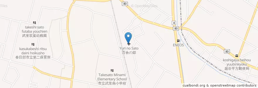 Mapa de ubicacion de 百合の郷 en 日本, 埼玉県, 春日部市.
