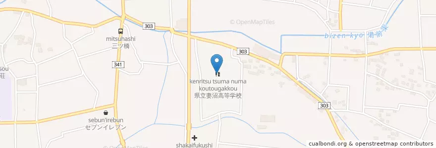 Mapa de ubicacion de 埼玉県立妻沼高等学校 en 일본, 사이타마현, 熊谷市.