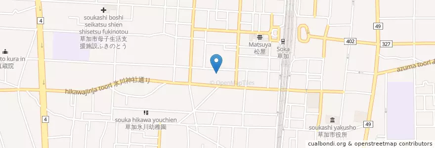 Mapa de ubicacion de 草加市氷川第１児童遊園 en Japão, 埼玉県, 草加市.