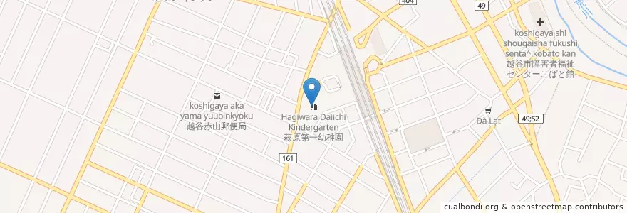 Mapa de ubicacion de 萩原第一幼稚園 en 日本, 埼玉県, 越谷市.