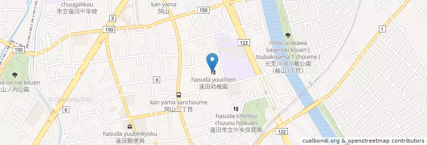 Mapa de ubicacion de 蓮田幼稚園 en Япония, Сайтама, 蓮田市.
