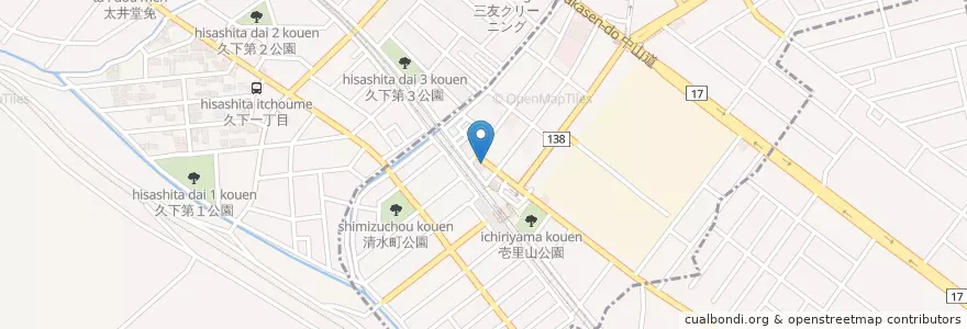 Mapa de ubicacion de 行田駅前郵便局 en 日本, 埼玉県, 熊谷市, 行田市.