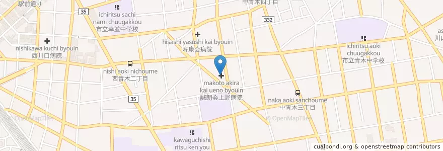 Mapa de ubicacion de 誠朗会上野病院 en Japonya, 埼玉県, 川口市.