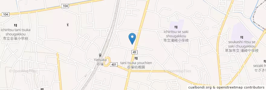 Mapa de ubicacion de 谷塚郵便局 en Japão, 埼玉県, 草加市.