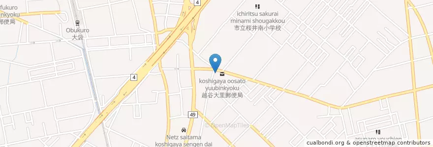 Mapa de ubicacion de 越谷大里郵便局 en Japan, 埼玉県, 越谷市.