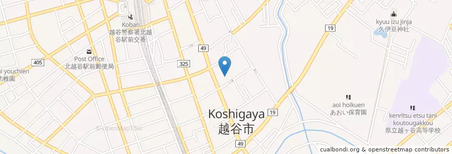 Mapa de ubicacion de 越谷市消防本部 en Japão, 埼玉県, 越谷市.