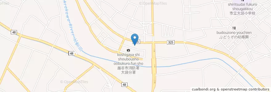 Mapa de ubicacion de 越谷市消防署大袋分署 en 日本, 埼玉县, 越谷市.