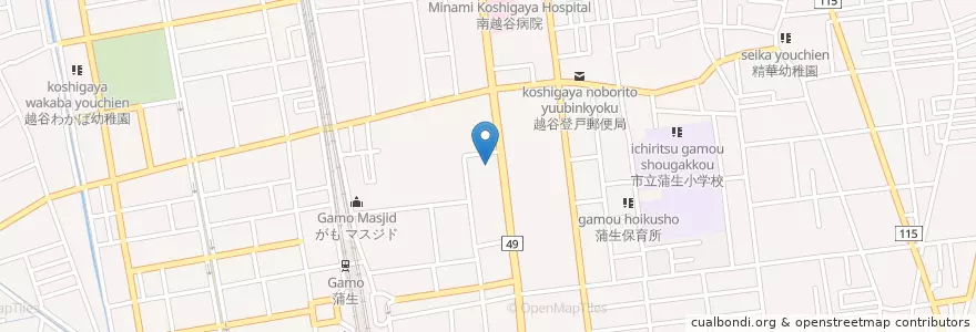 Mapa de ubicacion de 越谷市消防署蒲生分署 en Japonya, 埼玉県, 越谷市.