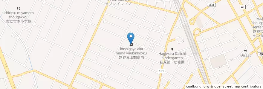 Mapa de ubicacion de 越谷赤山郵便局 en Япония, Сайтама, 越谷市.