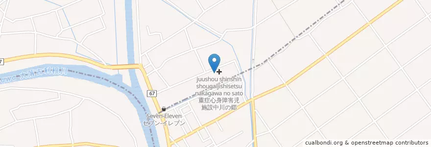 Mapa de ubicacion de 重症心身障害児施設中川の郷 en Japan, 埼玉県, 北葛飾郡, 松伏町.