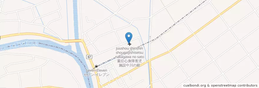 Mapa de ubicacion de 重症心身障害児施設中川の郷 en Japon, Préfecture De Saitama, 北葛飾郡, 松伏町.