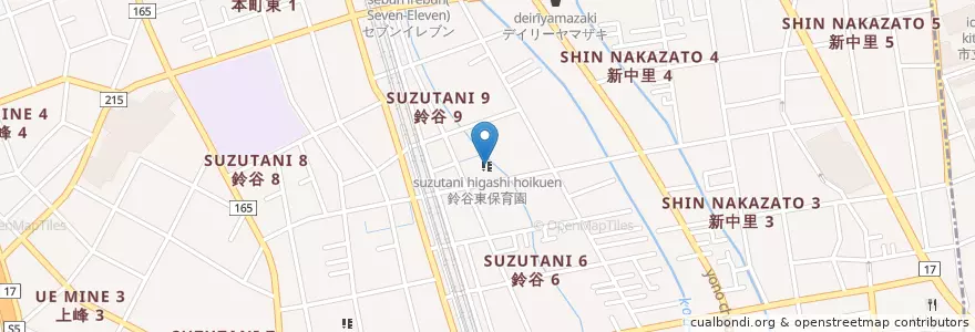 Mapa de ubicacion de 鈴谷東保育園 en Japonya, 埼玉県, さいたま市, 中央区.