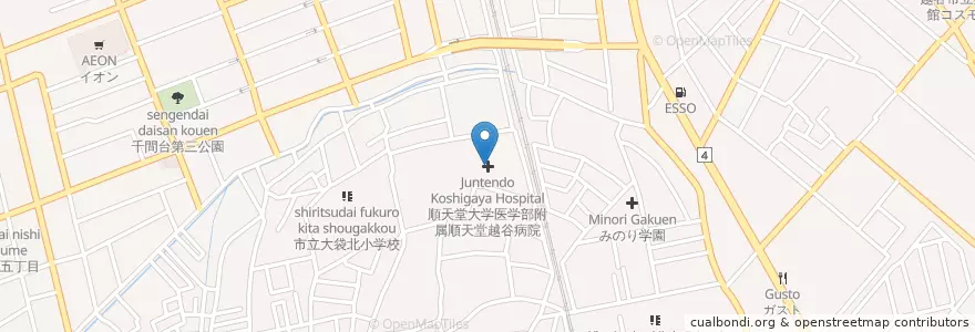Mapa de ubicacion de 順天堂大学医学部附属順天堂越谷病院 en 일본, 사이타마현, 越谷市.