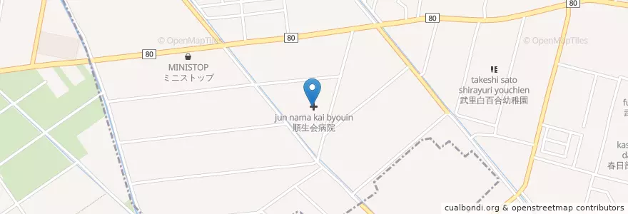 Mapa de ubicacion de 順生会病院 en Japão, 埼玉県, 春日部市.
