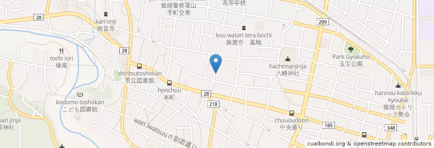 Mapa de ubicacion de 飯能八幡郵便局 en 日本, 埼玉県, 飯能市.