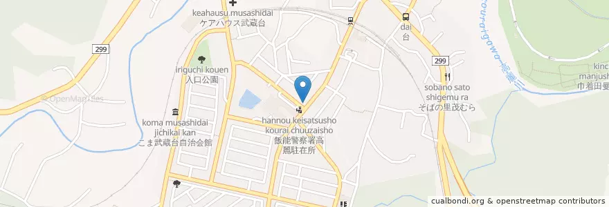 Mapa de ubicacion de 高麗武蔵台郵便局 en 일본, 사이타마현, 日高市.