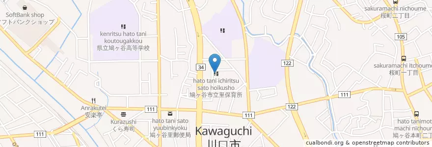 Mapa de ubicacion de 鳩ヶ谷市立里保育所 en Japon, Préfecture De Saitama, 川口市.