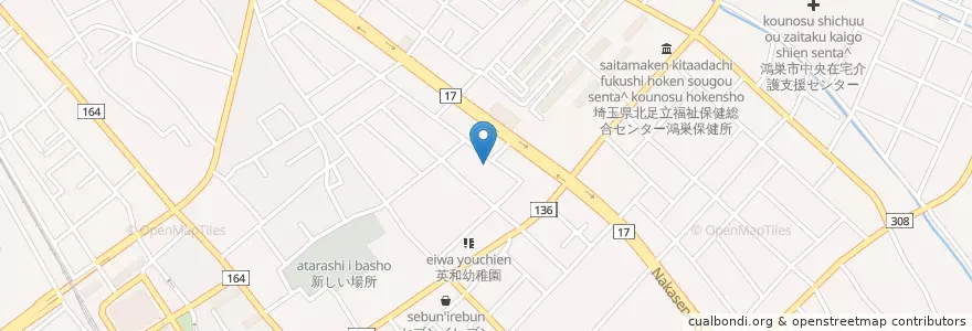 Mapa de ubicacion de 鴻巣市立鴻巣保育所 en Japan, 埼玉県, 鴻巣市.