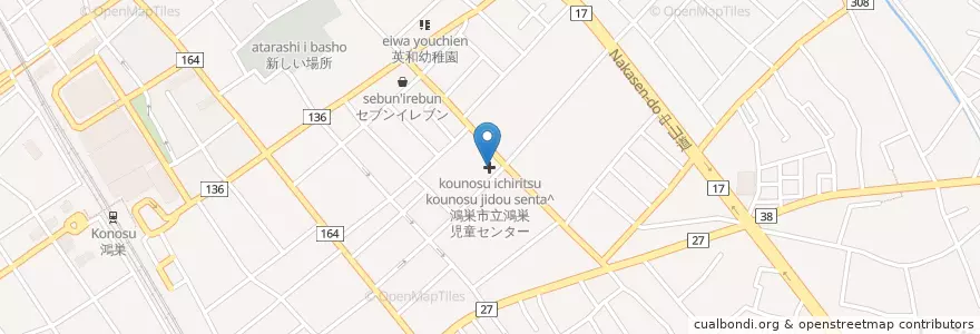 Mapa de ubicacion de 鴻巣市立鴻巣児童センター en Japon, Préfecture De Saitama, 鴻巣市.