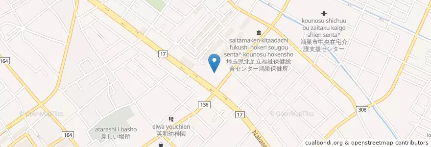 Mapa de ubicacion de 鴻巣警察署 en 日本, 埼玉県, 鴻巣市.