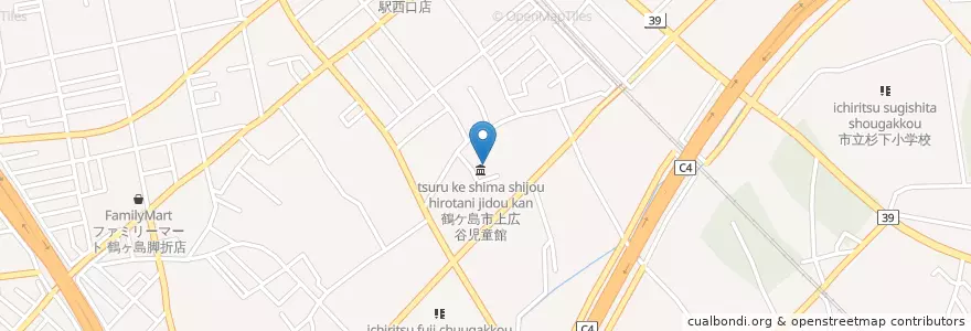 Mapa de ubicacion de 鶴ケ島市上広谷児童館 en اليابان, 埼玉県, 鶴ヶ島市.