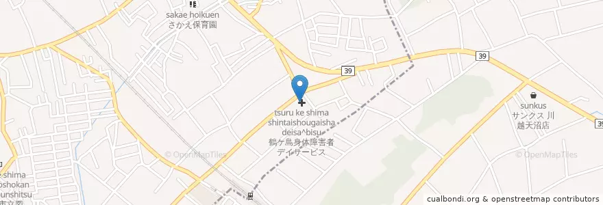 Mapa de ubicacion de 鶴ケ島耳鼻咽喉科診療所 en 日本, 埼玉県, 鶴ヶ島市, 川越市.