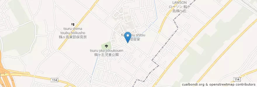 Mapa de ubicacion de 鶴ヶ島鶴ヶ丘郵便局 en 日本, 埼玉県, 鶴ヶ島市.