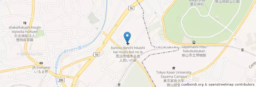 Mapa de ubicacion de 黒須団地寿会 老人憩いの家 en Giappone, Prefettura Di Saitama, 入間市.