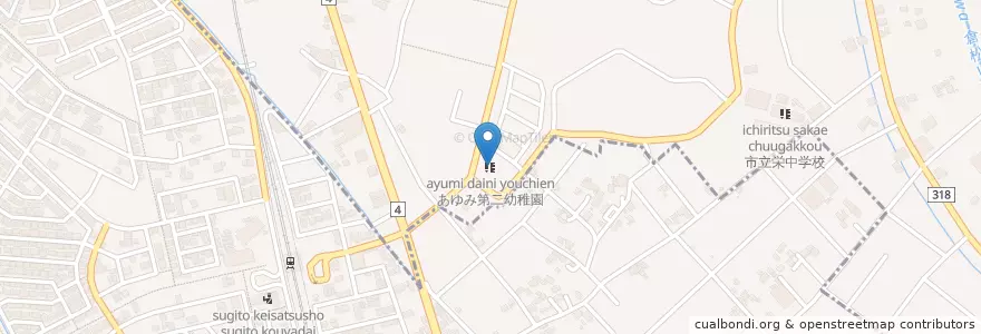 Mapa de ubicacion de あゆみ第二幼稚園 en Japan, Präfektur Saitama, 北葛飾郡, 杉戸町.