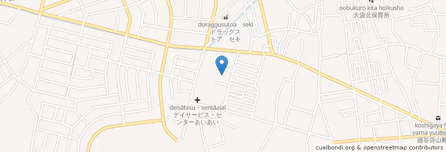 Mapa de ubicacion de おおたけ保育園 en 일본, 사이타마현, 越谷市.