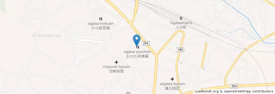 Mapa de ubicacion de おがわ幼稚園 en اليابان, 埼玉県, 比企郡, 小川町.