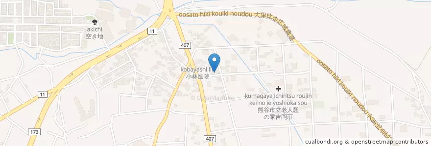 Mapa de ubicacion de こどもの家保育園 en اليابان, 埼玉県, 熊谷市.