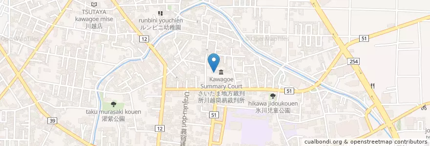 Mapa de ubicacion de さいたま地方検察庁川越支部 en Japonya, 埼玉県, 川越市.