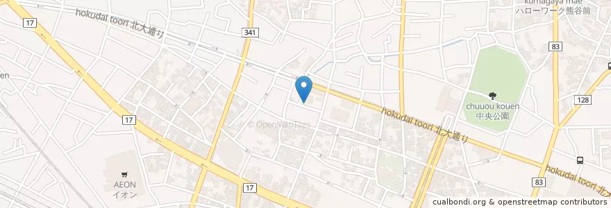 Mapa de ubicacion de さいたま地方検察庁熊谷区検察庁 en Japão, 埼玉県, 熊谷市.