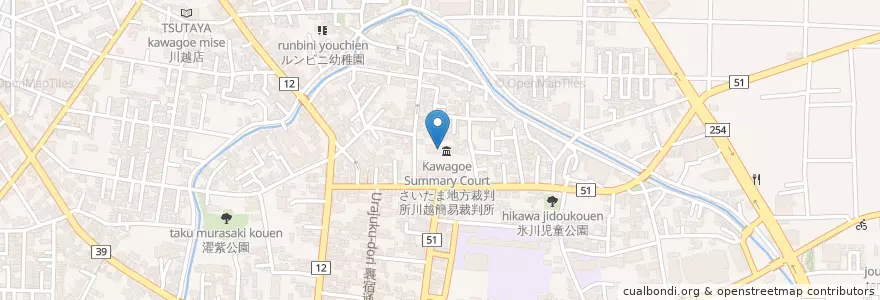 Mapa de ubicacion de さいたま地方裁判所川越支部 en اليابان, 埼玉県, 川越市.