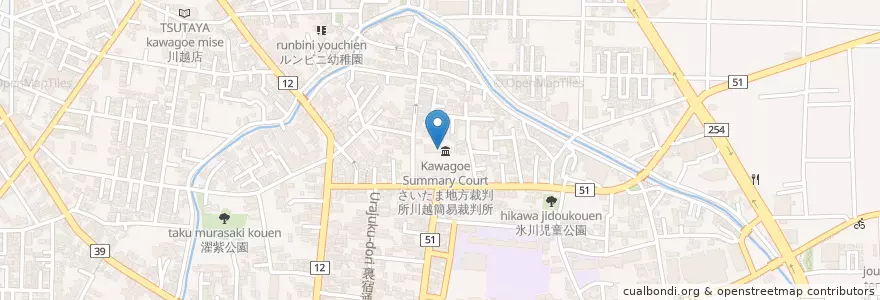 Mapa de ubicacion de さいたま地方裁判所川越簡易裁判所 en ژاپن, 埼玉県, 川越市.