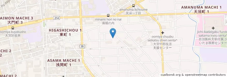 Mapa de ubicacion de さいたま市天沼老人憩いの家 en Japão, 埼玉県, さいたま市, 大宮区.
