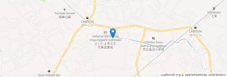 Mapa de ubicacion de さいたま市立大宮東図書館 en 日本, 埼玉县, 埼玉市, 見沼区.