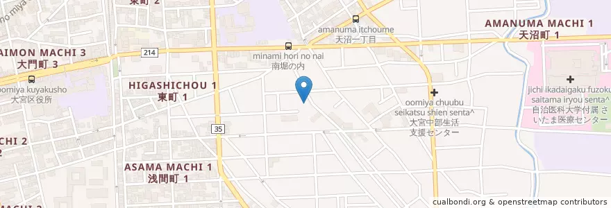 Mapa de ubicacion de さいたま市立天沼児童センター en 일본, 사이타마현, さいたま市, 大宮区.