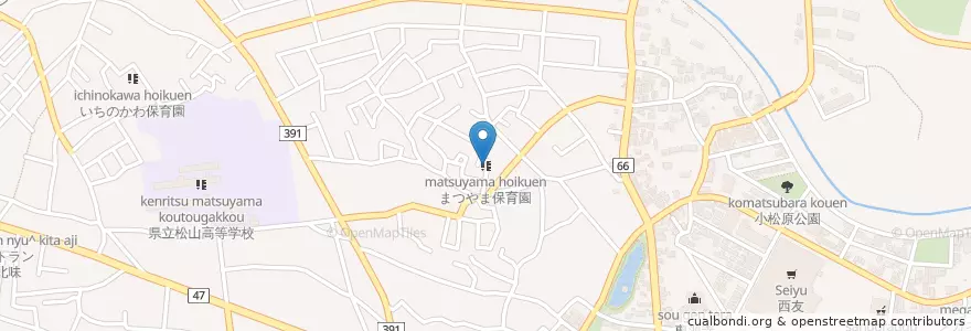 Mapa de ubicacion de まつやま保育園 en 日本, 埼玉县, 東松山市.