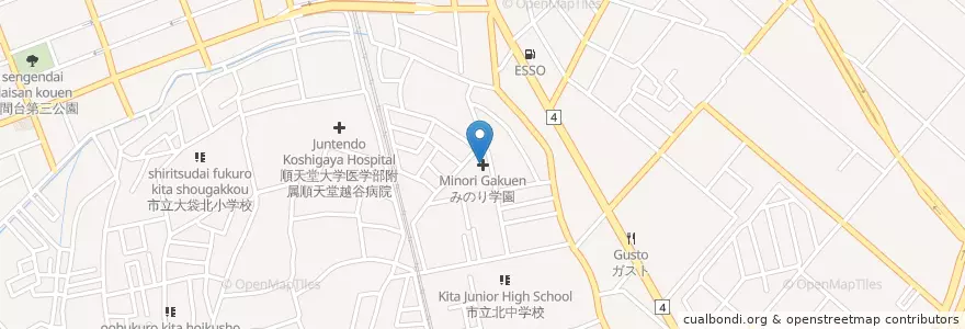 Mapa de ubicacion de みのり学園 en Japan, Präfektur Saitama, 越谷市.