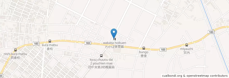 Mapa de ubicacion de わかば保育園 en 日本, 埼玉县, 北葛飾郡, 杉戸町.