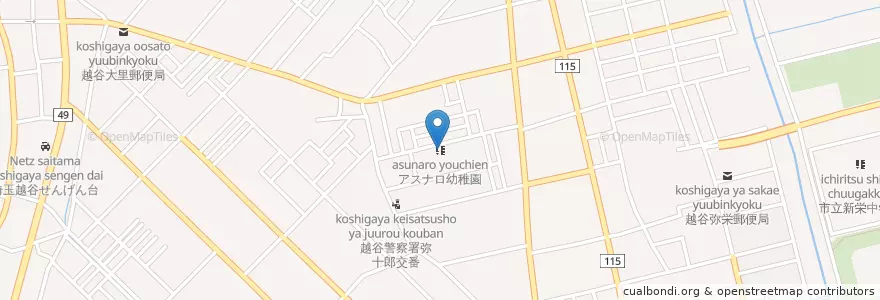 Mapa de ubicacion de アスナロ幼稚園 en 日本, 埼玉县, 越谷市.